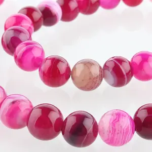 Natural Striped Agate/Banded Agate Round Bead Strands