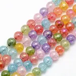 Electroplate AB Color Plated Synthetic Crackle Quartz Round Beads Strands