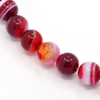 Round Dyed Natural Striped Agate/Banded Agate Beads Strands