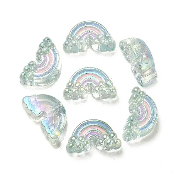 UV Plating Rainbow Iridescent Acrylic Enamel Beads