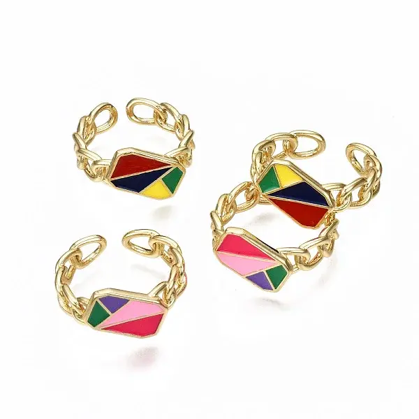 Brass Enamel Cuff Rings