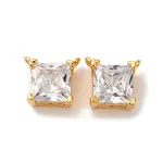 Brass Pave Clear Cubic Zirconia Square Charms