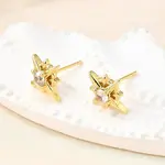 Star Brass Micro Pave Cubic Zirconia Stud Earrings
