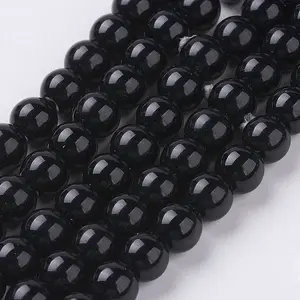 Synthetic Black Stone Beads Strands