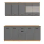 Kuchyňská linka 200 lotta-dub artisan/šedá - s pracovní deskou