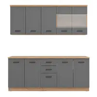 Kuchyňská linka 200 lotta-dub artisan/šedá - s pracovní deskou