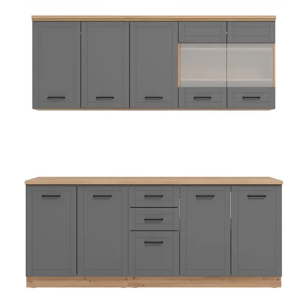 Kuchyňská linka 200 lotta-dub artisan/šedá - s pracovní deskou