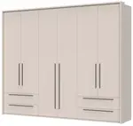 Šestidveřová šatní skříň se zásuvkami a rámem ii baptiste - béžová