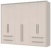 Šestidveřová šatní skříň se zásuvkami a rámem ii baptiste - béžová