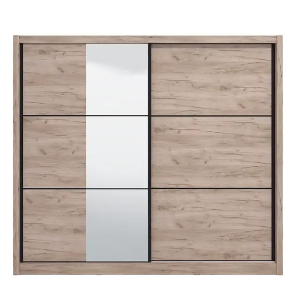 2d šatní skříň s posuvnými dveřmi a zrcadlem 245 debby - dub šedý