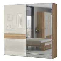 Široká skříň posuvná 2d se zrcadlem hagop-ořech pacifik/béžová -