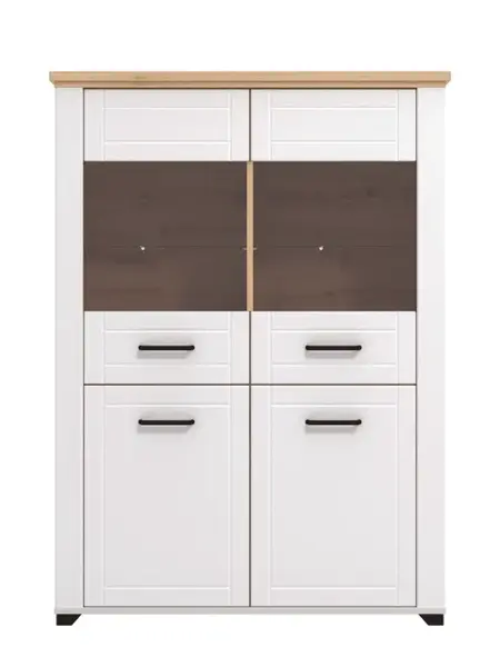 Nízká vitrína bez osvětlení lotta - bílá/dub artisan