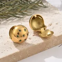 304 Stainless Steel Rhinestone Hoop Earrings