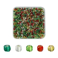 50G 5 Colors Christmas Theme Silver Lined Glass Seed Beads