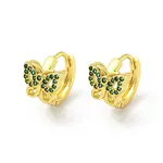 Brass Micro Pave Cubic Zirconia Hoop Earring