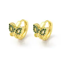 Brass Micro Pave Cubic Zirconia Hoop Earring