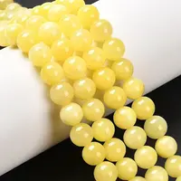 Natural Dyed Yellow Jade Gemstone Bead Strands