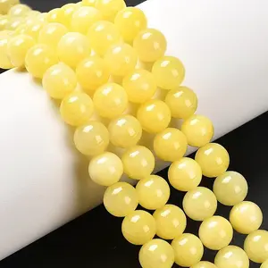 Natural Dyed Yellow Jade Gemstone Bead Strands