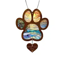 Dog Paw Print Acrylic Memorial Pendant Decorations