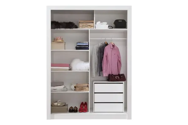 Šatní skříň angelika s posuvnými dveřmi a kontejnerem iii - bílá