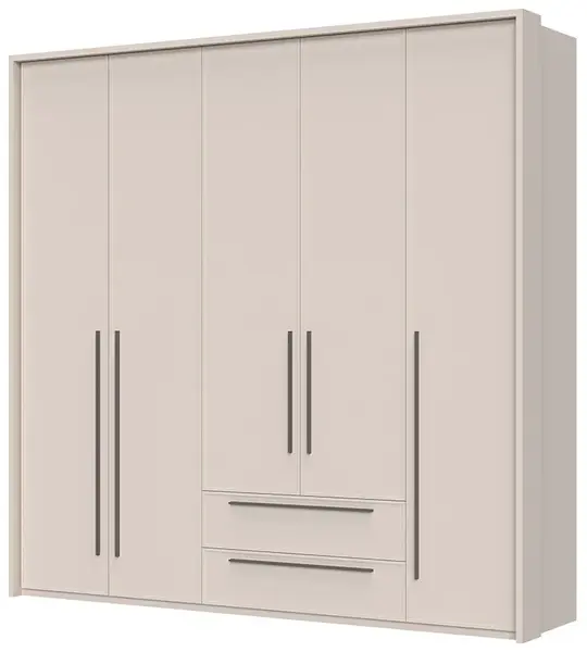 Pětidveřová šatní skříň se zásuvkami a rámem baptiste - béžová
