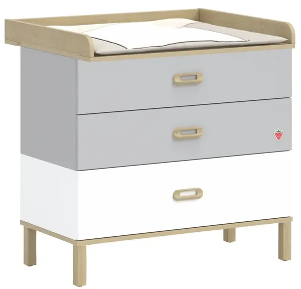 Komoda s přebalovacím pultem simba - šedá/bílá/dub