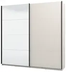 Posuvná šatní skříň se zrcadlem sage-béžová - s led osvětlením