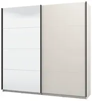 Posuvná šatní skříň se zrcadlem sage-béžová - s led osvětlením