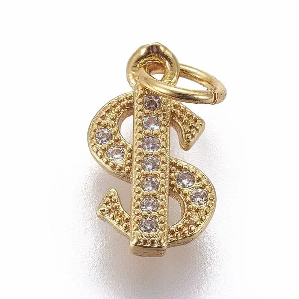 Brass Micro Pave Cubic Zirconia Charms