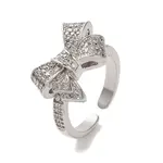 Brass Micro Pave Cubic Zirconia Open Cuff Ring