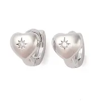 Brass with Clear Cubic Zirconia Hoop Earring