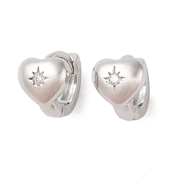 Brass with Clear Cubic Zirconia Hoop Earring