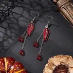 Alloy Enamel Coffin with Teardrop Dangle Earrings