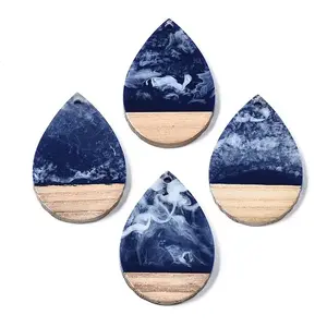 Opaque Resin & Walnut Wood Pendants