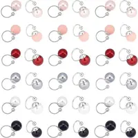 36Pcs 6 Colors Acrylic Pearl Beaded Cuff Earrings