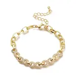 Brass Micro Pave Clear Cubic Zirconia Link Chain Bracelets