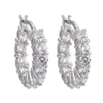 Brass Micro Pave Clear Cubic Zirconia Hoop Earrings