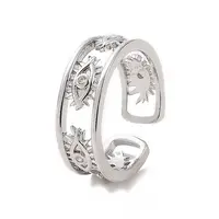 Clear Cubic Zirconia Eye Open Cuff Rings