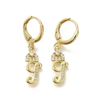 Brass Clear Cubic Zirconia Hoop Earrings