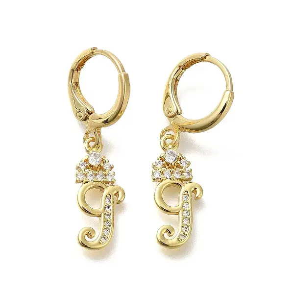 Brass Clear Cubic Zirconia Hoop Earrings