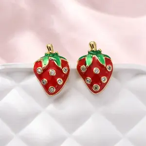 Brass Micro Pave Cubic Zirconia Stud Earrings