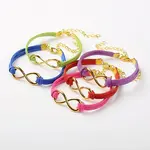 Valentines Gift Ideas for Her Faux Suede Cord Alloy Infinity Link Bracelets