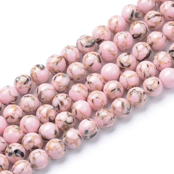 Assembled Synthetic Turquoise and Shell Beads Strands