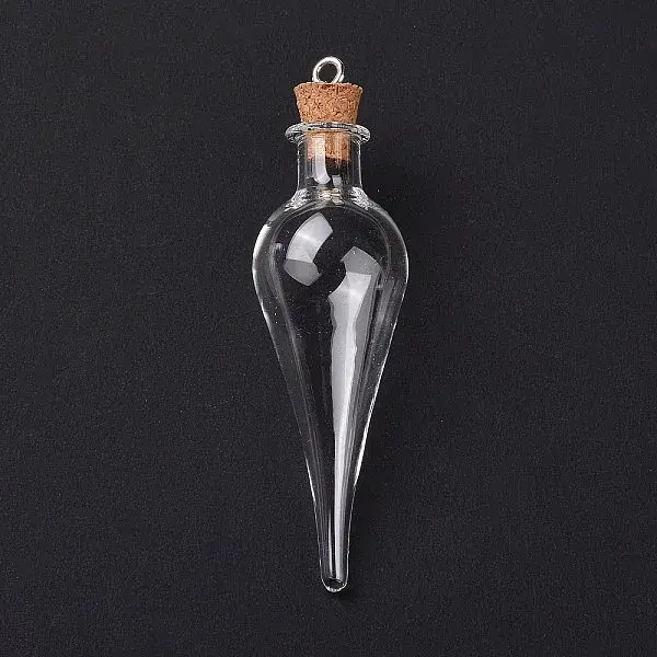 Teardrop Glass Cork Bottle Big Pendants