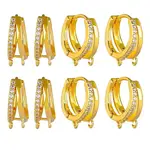 10Pcs Brass Micro Pave Clear Cubic Zirconia Hoop Earring Findings