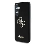 Zadní kryt Guess PU Fixed Glitter 4G Metal Logo pro Samsung Galaxy S25, black