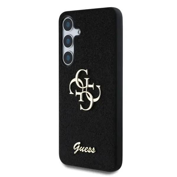 Zadní kryt Guess PU Fixed Glitter 4G Metal Logo pro Samsung Galaxy S25, black