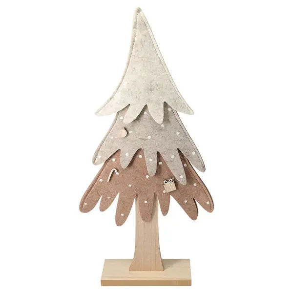 Filcová vánoční dekorace STROMEK béžový 42 cm