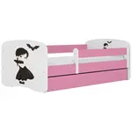 Dětská postel Babydreams+SZ+M růžová 80x160 Malá čarodějka