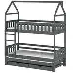 Poschodová posteľ Domček Iga 90x200 grafit